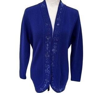 Vintage united colors of benetton womans wool open front purple cardigan size 8